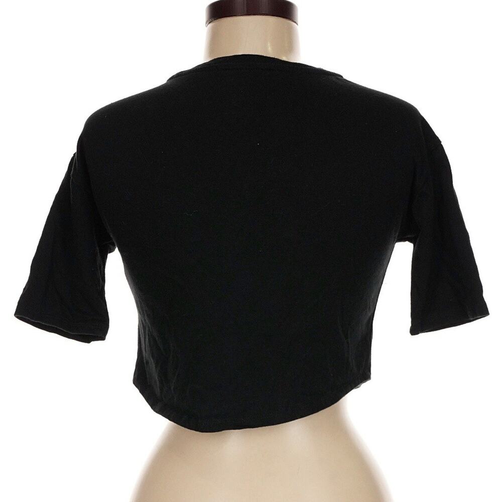 Rocawear Black Graphic Crop Top Y2K Glitter Logo Baby Tee Sz M Streetwear Shirt - Picture 3 of 7